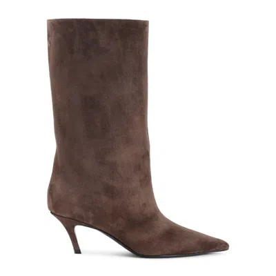 AMINA MUADDI BROWN SUEDE BOOTS