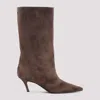 Amina Muaddi Women Brown Pointed-toe Boots, 7 Luxury Boots For Women Darveys In Brown