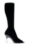 Amina Muaddi Bruna Latex Knee Boots In Black