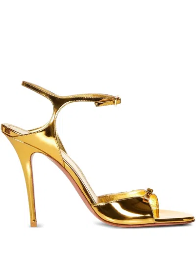 Amina Muaddi Buckle-strap Heeled Sandals In Gold