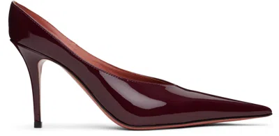 Amina Muaddi Burgundy Anok Heels In Wine