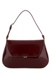 Amina Muaddi Women Burgundy Leather Ami Shoulder Bag In Burgundy