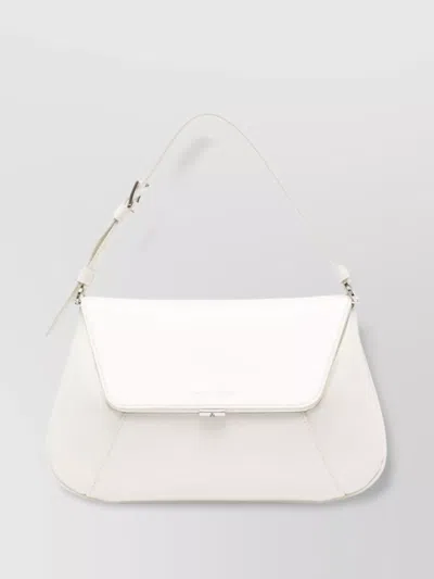 Amina Muaddi Calf Leather Rectangular Shoulder Bag In White