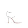 Amina Muaddi Calfskin Stiletto Heel Women's Sandals In Silver