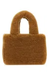 Amina Muaddi Rectangular Shearling Handbag With Top Handle