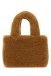 Amina Muaddi Rectangular Shearling Handbag With Top Handle