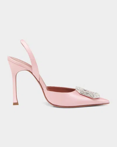 Amina Muaddi Camelia 105mm Satin Slingback Pumps In Pink