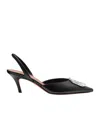 Amina Muaddi Camelia Tweed Slingback Pumps In Black