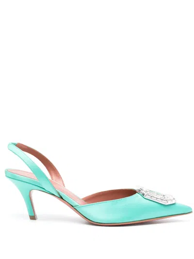 Amina Muaddi Camelia 60mm Slingback Pumps In Green