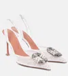 Amina Muaddi Camelia 90 Embellished Lace Slingback Sandals In White