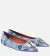 Amina Muaddi Camelia 90 Embellished Tweed Pumps In Blue