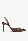 Amina Muaddi Camelia Crystal-embellished Pointed Pumps In Brown