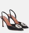 Amina Muaddi Camelia Patent Leather Slingback Pumps In Black