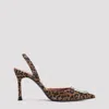 Amina Muaddi Leopard Print Pointed Toe Heels In Multi