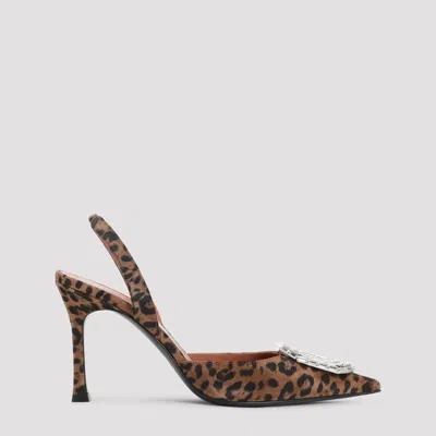Amina Muaddi Leopard Print Pointed Toe Heels In Animal Print