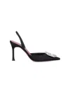 Amina Muaddi Satin Camelia Slingback Pumps 105 In Black  