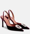 Amina Muaddi Camelia 90 Velvet Slingback Pumps In Burgundy