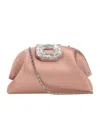 Amina Muaddi Camelia Embellished Clutch Bag In Pink