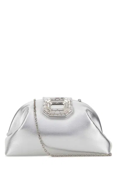 Amina Muaddi Camelia Bag In Silver