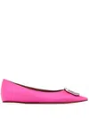 Amina Muaddi Ballerine Camelia In Raso Fucsia  Donna In Pink