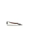 Amina Muaddi Silver Leather Camelia Ballerinas In Metallic