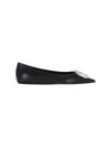 Amina Muaddi Camelia Ballerinas In Black Hammered Leather