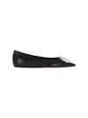 Amina Muaddi Camelia Ballerinas In Black Hammered Leather