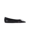 Amina Muaddi Camelia Ballerinas In Black Hammered Leather