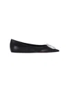 Amina Muaddi Camelia Ballerinas In Black Hammered Leather In Black