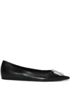 Amina Muaddi Camelia Ballerinas In Black Hammered Leather In Schwarz