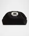 Amina Muaddi Satin Finish Shoulder Bag With Embellished Buckle