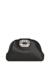 Amina Muaddi Satin Finish Shoulder Bag With Embellished Buckle