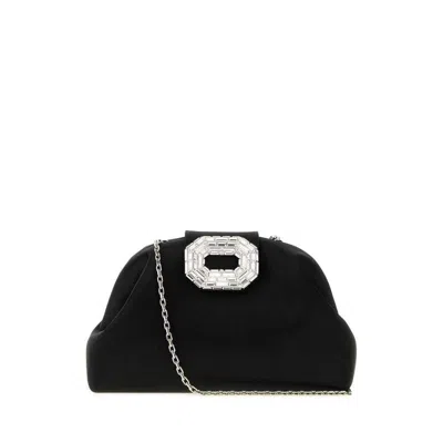 Amina Muaddi Camelia Clutch  Black
