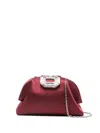 Amina Muaddi Camelia Crystal-buckle Clutch Bag In Red