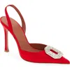 Amina Muaddi Camelia Crystal Buckle Slingback Pump In Multi