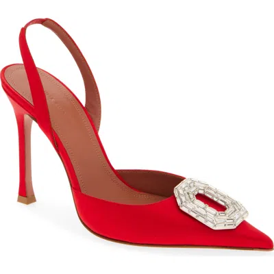 Amina Muaddi Camelia Crystal Buckle Slingback Pump In Multi