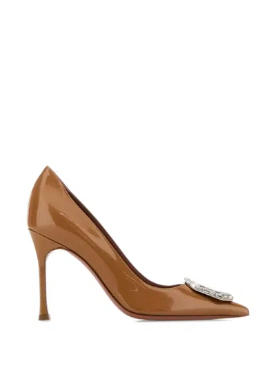 Amina Muaddi Camelia Crystal-embellished Pumps In Brown