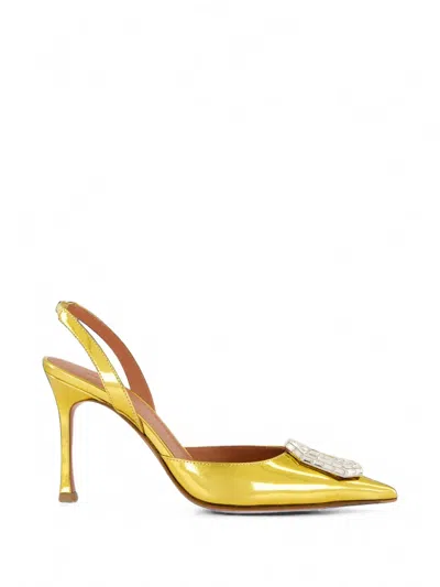 Amina Muaddi Camelia Crystal-embellished Pumps In Yellow