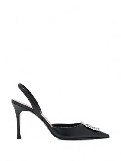 Amina Muaddi Camelia Crystal-embellished Slingback Pumps In Black
