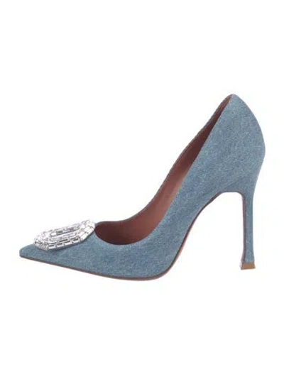 Pre-owned Amina Muaddi Camelia Denim Denim Pumps In Blue