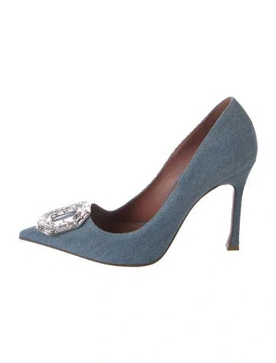 Pre-owned Amina Muaddi Camelia Denim Denim Pumps In Blue