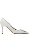 Amina Muaddi Camelia Pumps Embellished Detail Pointed Toe Stiletto In White
