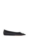 Amina Muaddi Camelia Ballerinas In Black Hammered Leather
