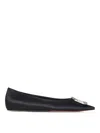 Amina Muaddi Camelia Ballerinas In Black Hammered Leather In Black