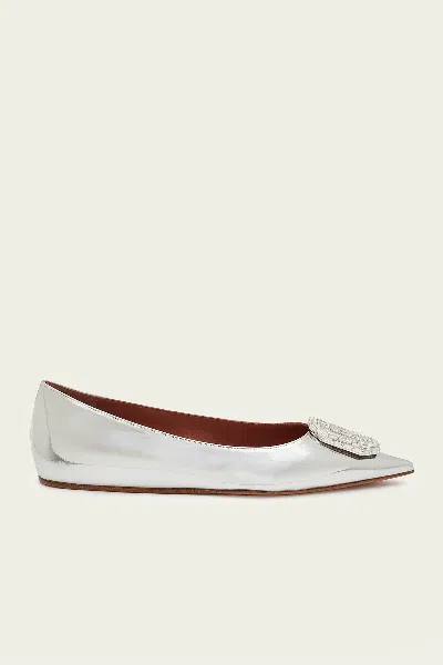 AMINA MUADDI CAMELIA FLAT IN SILVER MIRROR
