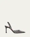 Amina Muaddi Camelia 90 Lace Slingback Pumps In Black