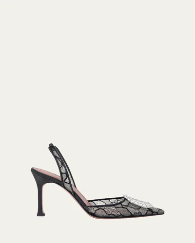 AMINA MUADDI CAMELIA LACE CRYSTAL SLINGBACK PUMPS