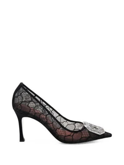 Amina Muaddi Camelia Lace Pumps In Transparent