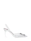 Amina Muaddi Ivory White Mesh Camelia 90 Lace Sling In White