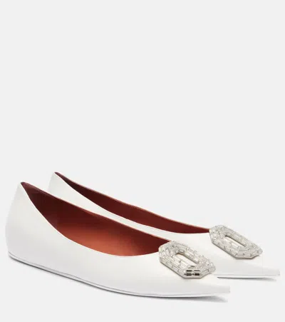 Amina Muaddi Camelia Leather Ballet Flats
